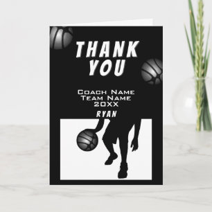 Schwarze silberne Basketball-Dankeschön-Trainer-Ka Dankeskarte