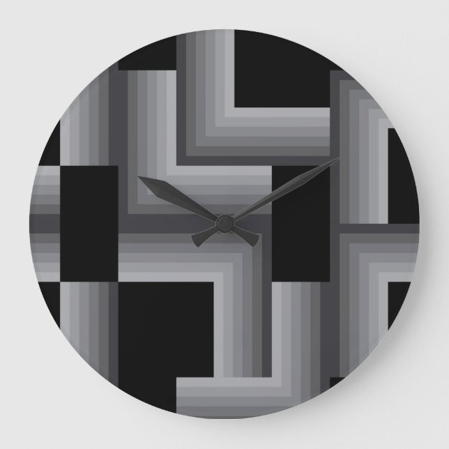 Schwarze, silberne, coole, einzigartige, trendige  große wanduhr (Vorderseite)