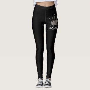 Schwarze silberne Glitzer-Königin Leggings