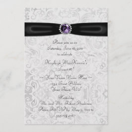 Schwarze silberne lila Einladung des Bonbon-16
