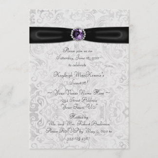 Schwarze silberne lila Einladung des Bonbon-16
