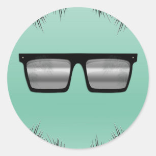 Schwarze & silberne Sonnenbrille Teal Sweet 16 Poo Runder Aufkleber