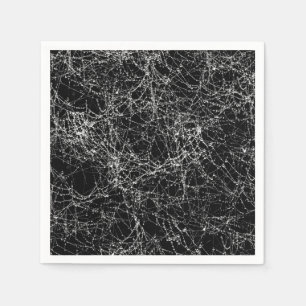 Schwarze & silberne Spinnennetze Chic Halloween-Pa Serviette
