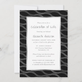 Schwarze Silberwellen-Foto-Feier des Lebens Einladung