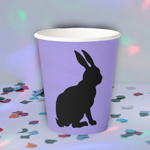 Schwarze Silhouette auf lila Bunny Tall Oars sitze Pappbecher