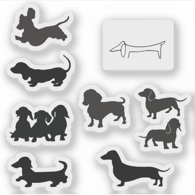 Schwarze Silhouette Dachshund Aufkleber (Vorderseite)