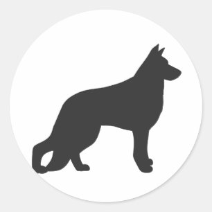 Schwarze Silhouette des deutschen Schäferhundes Runder Aufkleber