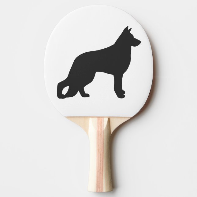 Schwarze Silhouette des deutschen Schäferhundes Tischtennis Schläger (Vorderseite)