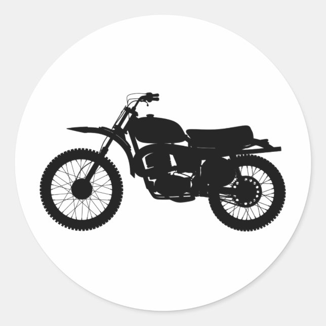 Schwarze Silhouette des Fahrrads - Hintergrundfarb Runder Aufkleber (Vorderseite)