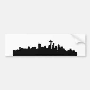 Schwarze Silhouette, die uns in Seattle City City Autoaufkleber