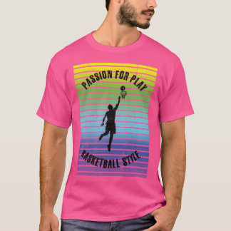 Schwarze Silhouette eines Basketballspielers gegen T-Shirt