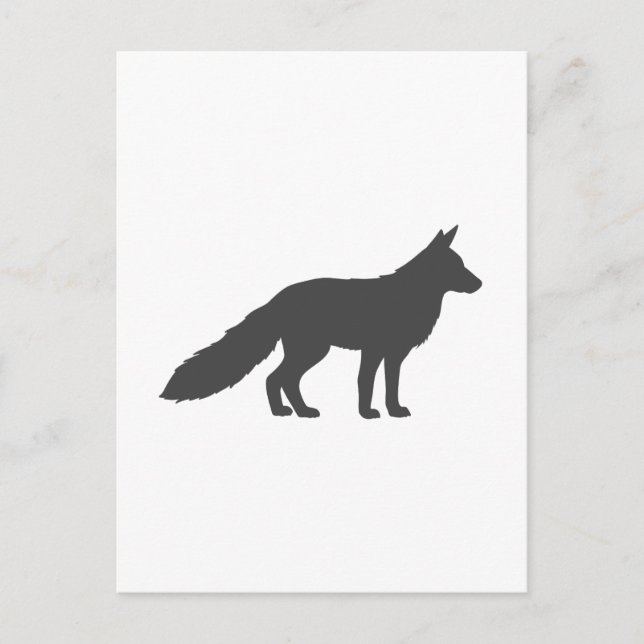 Schwarze Silhouette eines flauschigen Fuchs Postkarte (Vorderseite)