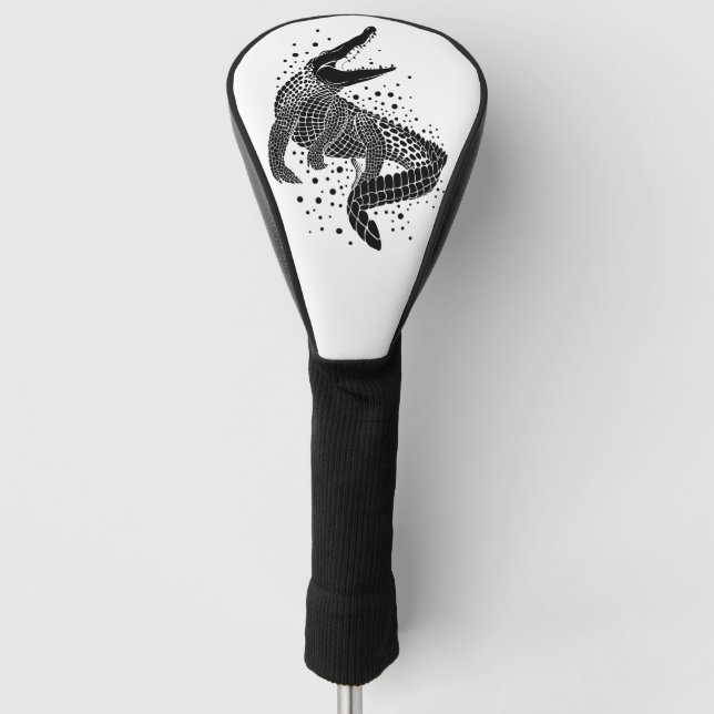 Schwarze Silhouette eines Krokodils Golf Headcover (Vorderseite)