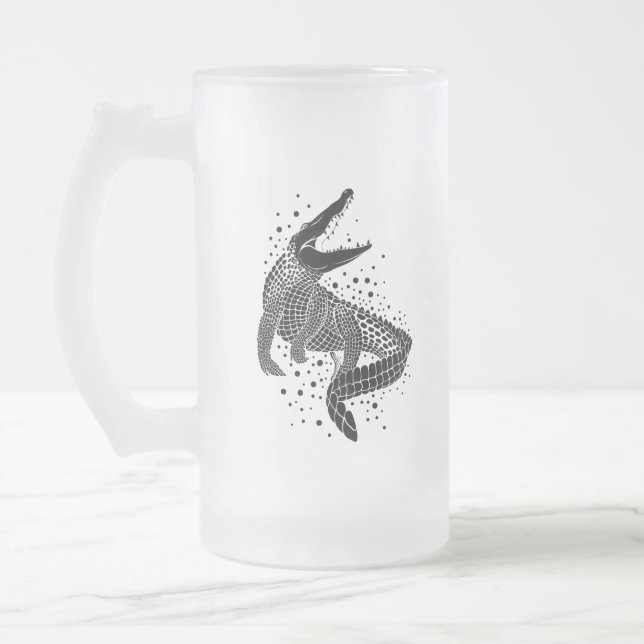 Schwarze Silhouette eines Krokodils Mattglas Bierglas (Links)