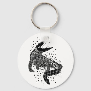 Schwarze Silhouette eines Krokodils Schlüsselanhänger