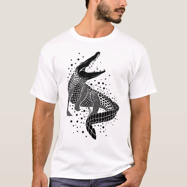 Schwarze Silhouette eines Krokodils T-Shirt (Vorderseite)
