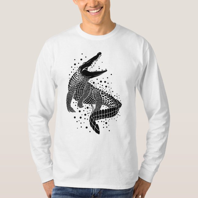Schwarze Silhouette eines Krokodils T-Shirt (Vorderseite)