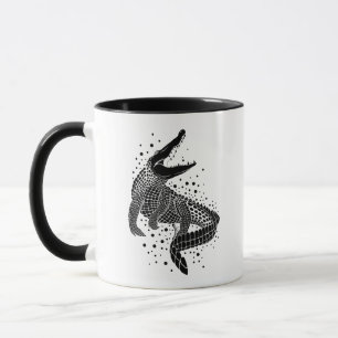 Schwarze Silhouette eines Krokodils Tasse