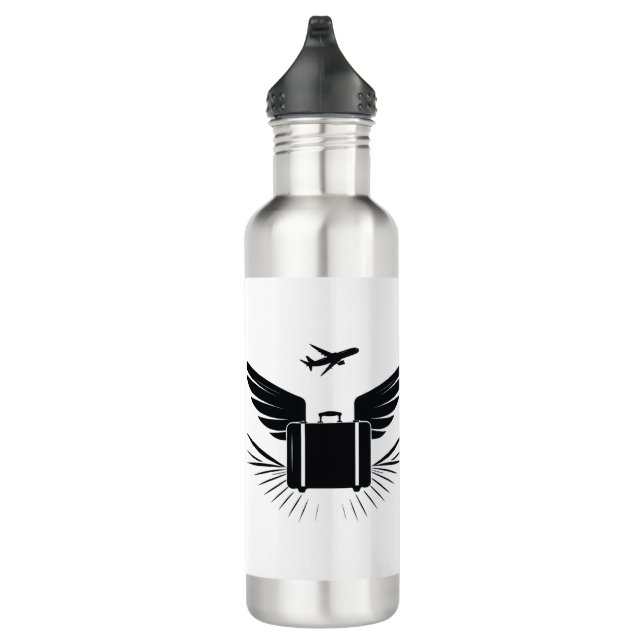 Schwarze Silhouette eines Reisekoffer Edelstahlflasche (Rechts)