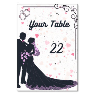 Schwarze Silhouette-Hochzeitstisch-Nummernkarte Tischnummer
