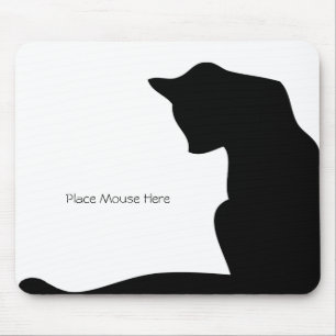 Schwarze Silhouette Katze - Maus hier platzieren Mousepad