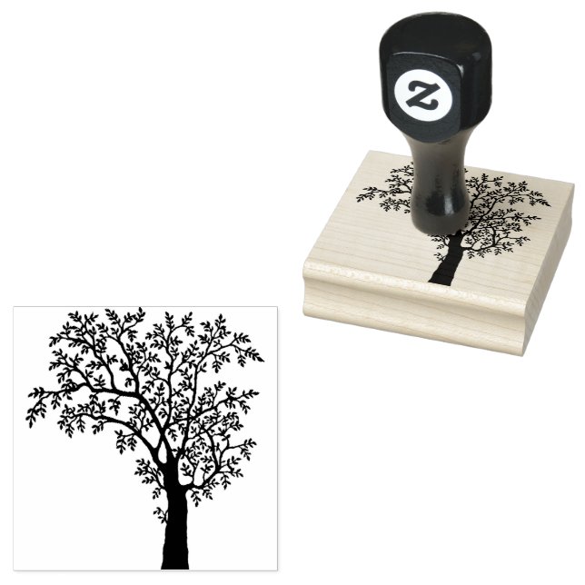 Schwarze Silhouette mit Blätter Gummistempel (Stempel)