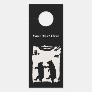 Schwarze Silhouette Paar tanzende Bären Bäume Owl Türanhänger