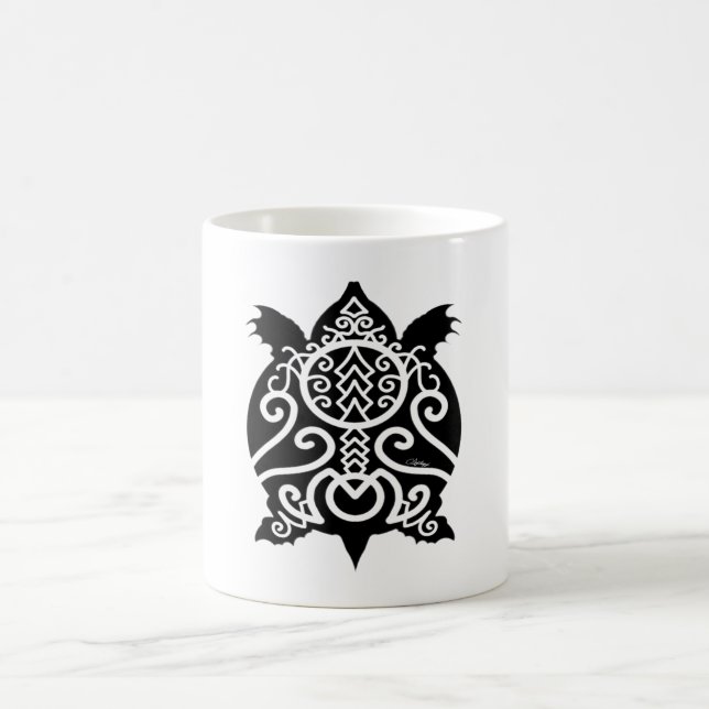 Schwarze Silhouette Snapper Turtle Kaffeetasse (Mittel)