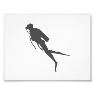Schwarze Silhouette Taucher Fotodruck