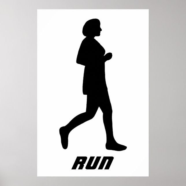 Schwarze Silhouette weiblicher Runner Poster (Vorne)