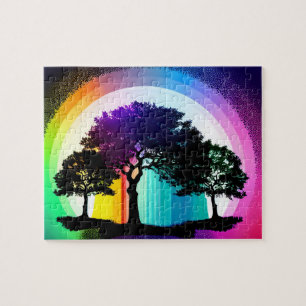 Schwarze Silhouetten mit Rainbow-Hintergrund