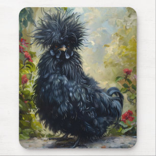 Schwarze Silkie-Hühnermalerei Mousepad
