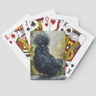 Schwarze Silkie-Hühnermalerei Spielkarten