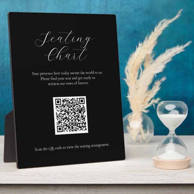 Schwarze Sitze Diagramm Zeichen mit QR-Code Plaque Fotoplatte (Seite)