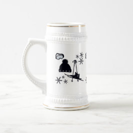 Schwarze Skidesigns & Wintermotive Bierglas