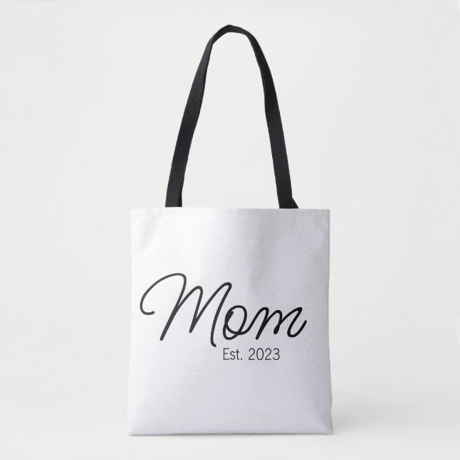 Schwarze Skript-Typografie Established Mom Tasche (Vorderseite)
