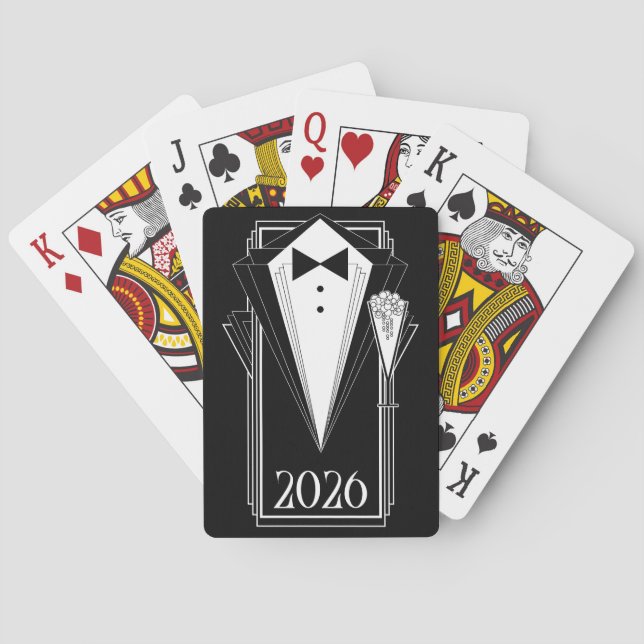 Schwarze Smoking-Champagne Spielkarten (Rückseite)