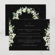 Schwarze Snowberry+Eukalyptus Ewedding Details