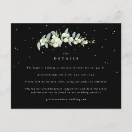 Schwarze Snowberry+Eukalyptus Stem Hochzeitdetails Begleitkarte