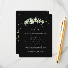 Schwarze Snowberry+Eukalyptus Stem Hochzeitdetails Begleitkarte