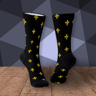 Schwarze Socken mit Gold-Lilie