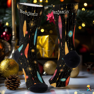 Schwarze Socken mit lebhaftem Starry Design