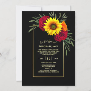 Schwarze Sonnenblumen Rose Hochzeitsempfang Einladung