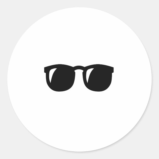 Schwarze Sonnenbrille Runder Aufkleber (Vorderseite)