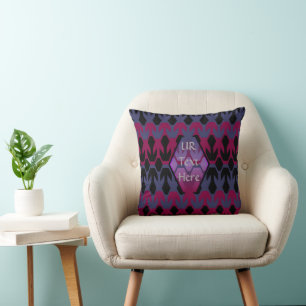 Schwarze Spacecrafts und Arrow Monogram Muster Kissen