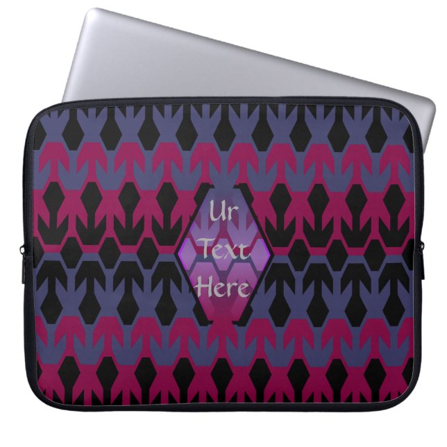 Schwarze Spacecrafts und Arrow Monogram Muster Laptopschutzhülle (Vorderseite)