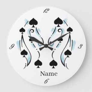 Schwarze Spades Tattoo Style Thunder_Cove Große Wanduhr