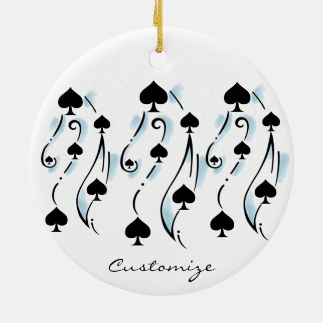 Schwarze Spades Tattoo Style Thunder_Cove Keramik Ornament (Hinten)