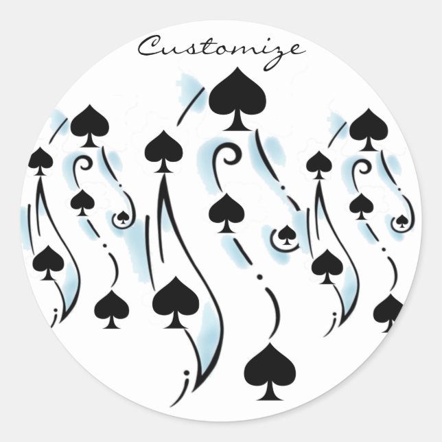 Schwarze Spades Tattoo Style Thunder_Cove Runder Aufkleber (Vorderseite)