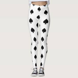 Schwarze Spaten auf Weiß Leggings